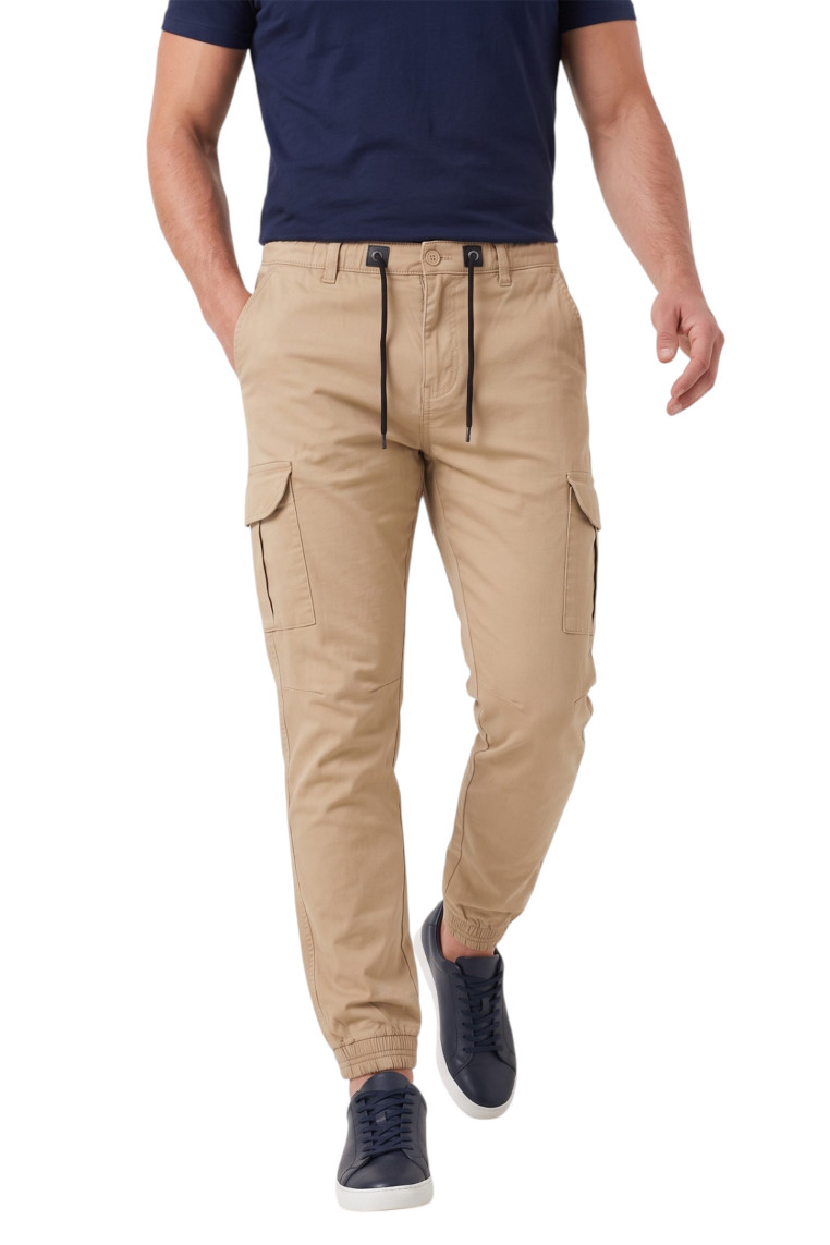 DeepSEA Erkek Slim Fit Likralı Kargo Jogger Pantolon – İpli Bel Lastikli Paça 1601569