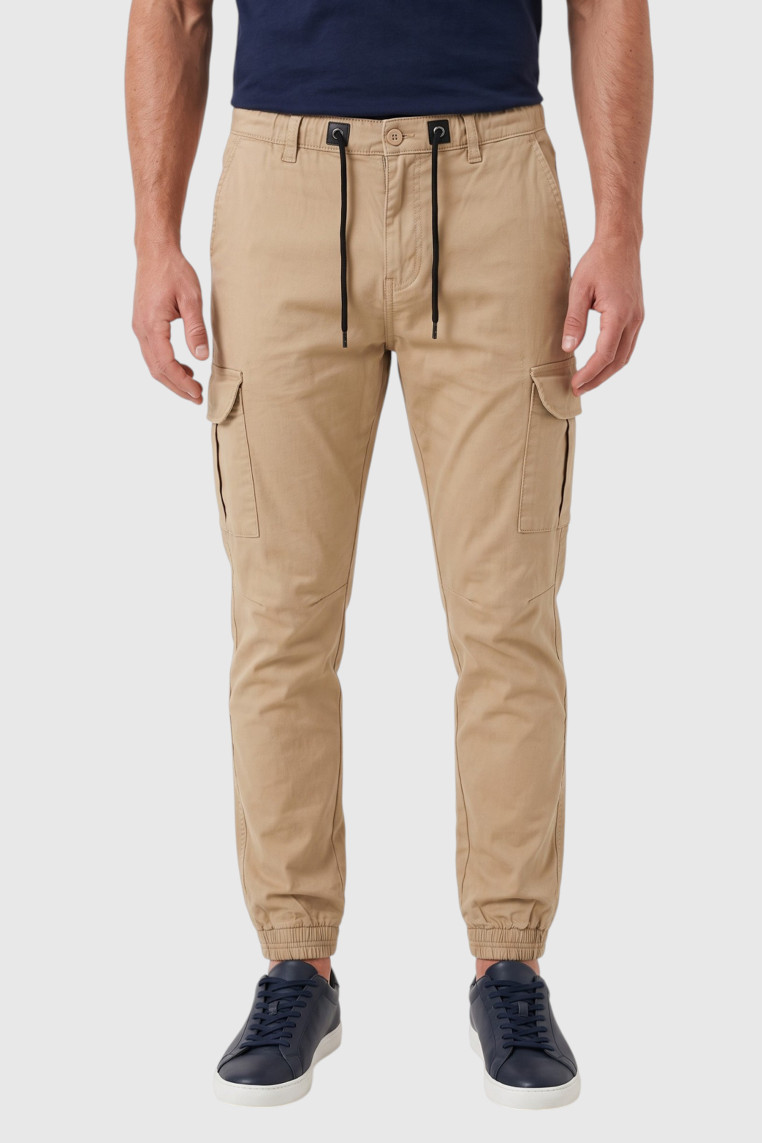 DeepSEA Erkek Slim Fit Likralı Kargo Jogger Pantolon – İpli Bel Lastikli Paça 1601569