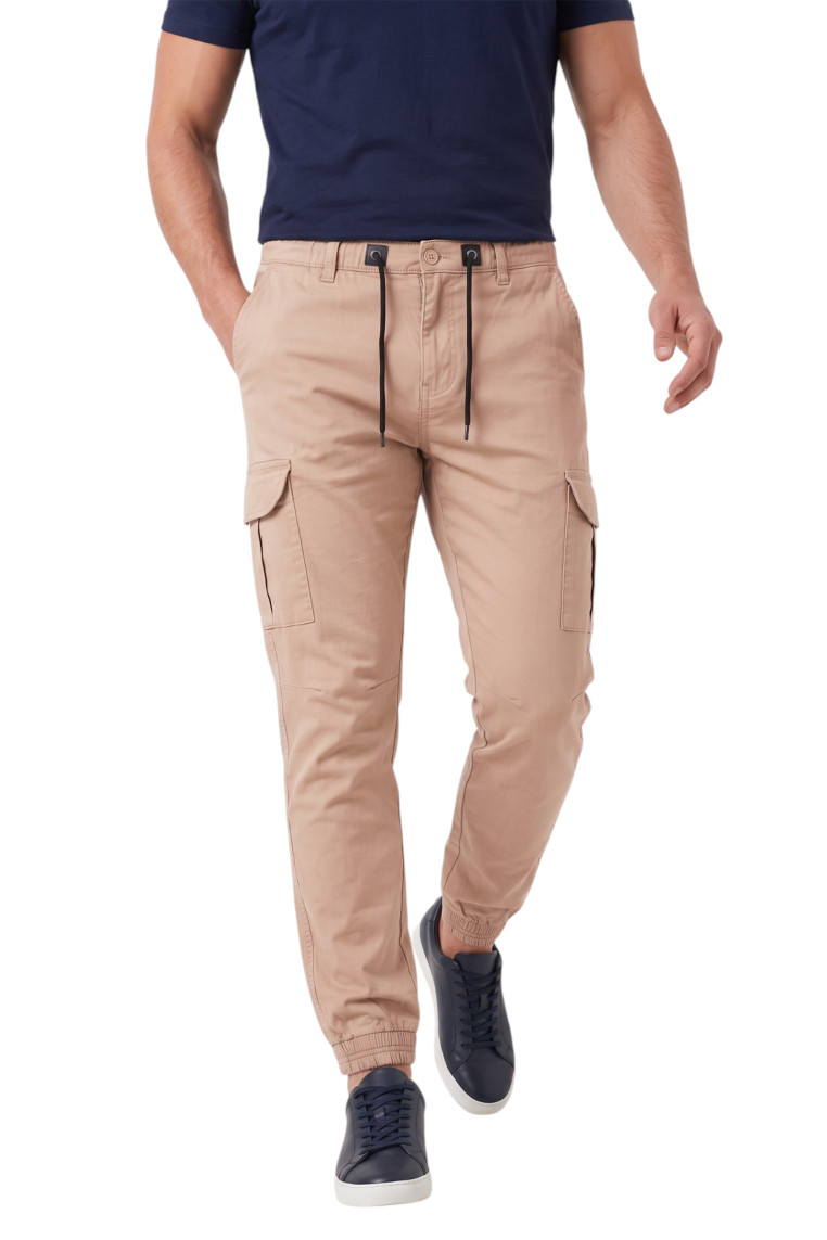 DeepSEA Erkek Slim Fit Likralı Kargo Jogger Pantolon – İpli Bel Lastikli Paça 1601569