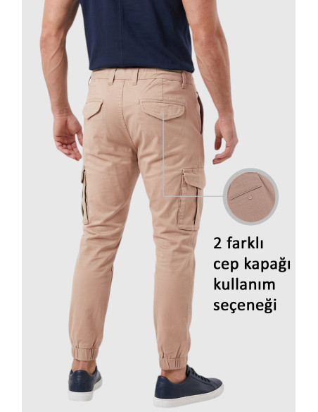 DeepSEA Erkek Slim Fit Likralı Kargo Jogger Pantolon – İpli Bel Lastikli Paça 1601569