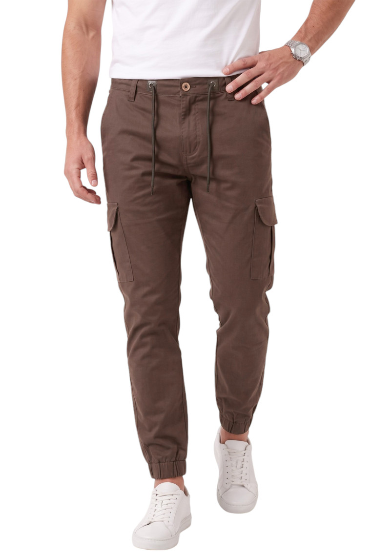 DeepSEA Erkek Slim Fit Likralı Kargo Jogger Pantolon – İpli Bel Lastikli Paça 1601569