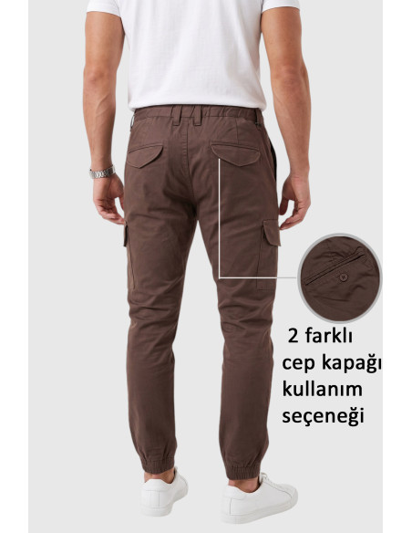 DeepSEA Erkek Slim Fit Likralı Kargo Jogger Pantolon – İpli Bel Lastikli Paça 1601569