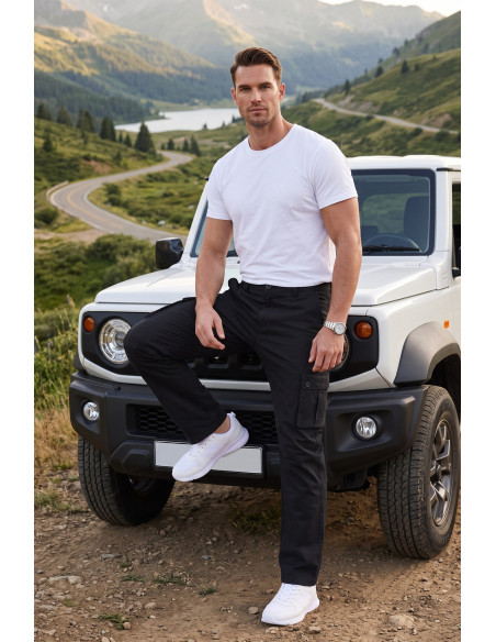DeepSEA Erkek Relaxed Fit Bol Kesim Likralı Outdoor Kargo Pantolon – Çok Cepli Geniş Paça 1705421