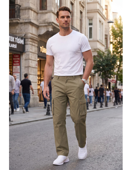 DeepSEA Erkek Relaxed Fit Bol Kesim Likralı Outdoor Kargo Pantolon – Çok Cepli Geniş Paça 1705421