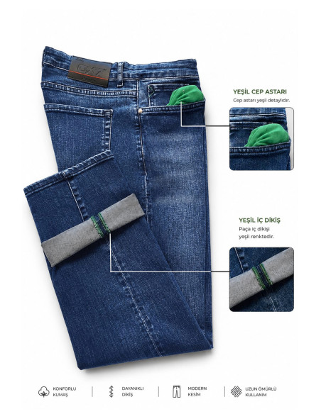 DeepSEA Erkek Slim Fit Dar Kesim Likralı Kot Pantolon – Dar Paça İnce Esnek Jean 2608306