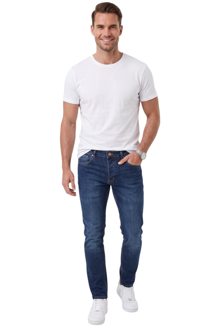 DeepSEA Erkek Slim Fit Likralı Taşlanmış Jean – Yumuşak Dokulu Esnek Dar Paça Kot Pantolon 2602093