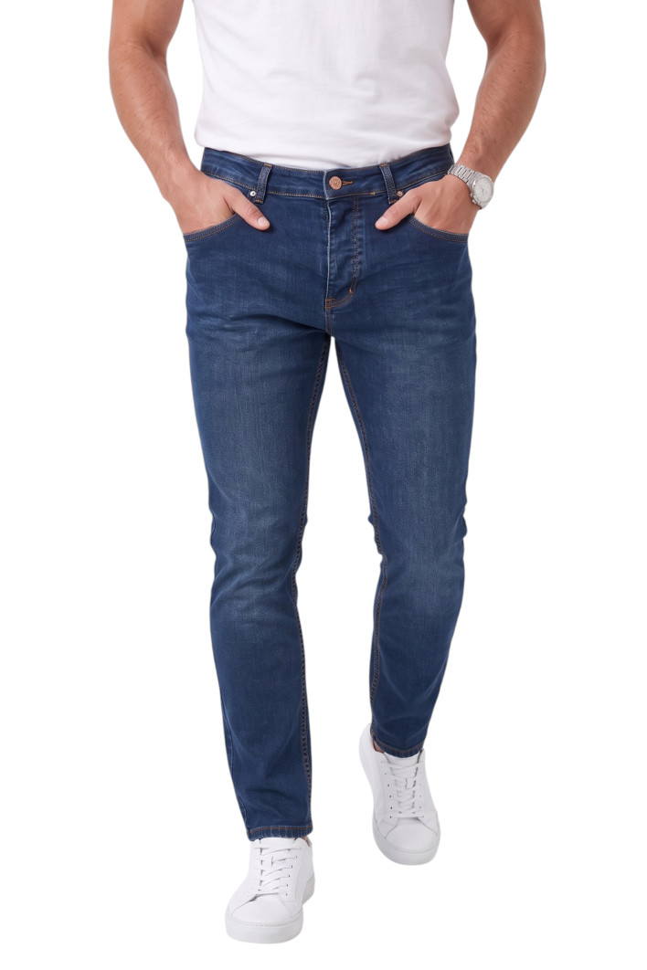 DeepSEA Erkek Slim Fit Likralı Taşlanmış Jean – Yumuşak Dokulu Esnek Dar Paça Kot Pantolon 2602093