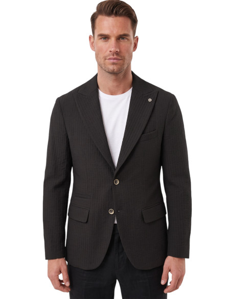 DeepSEA Erkek Slim Fit Likralı Blazer Ceket – Gofre Dokulu Esnek Çift Düğmeli Spor Ceket 2600813