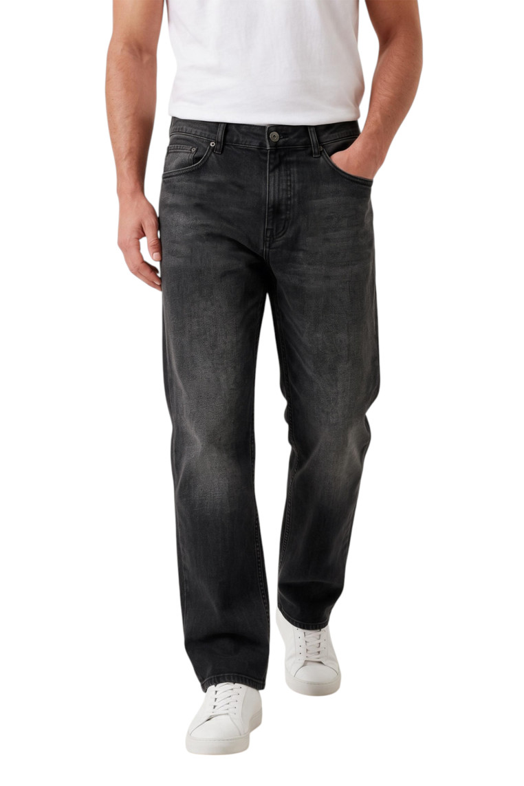 DeepSEA Erkek Yıkamalı Baggy Fit Likralı Bol Kesim Geniş Paça Jean Kot Pantolon 2600061