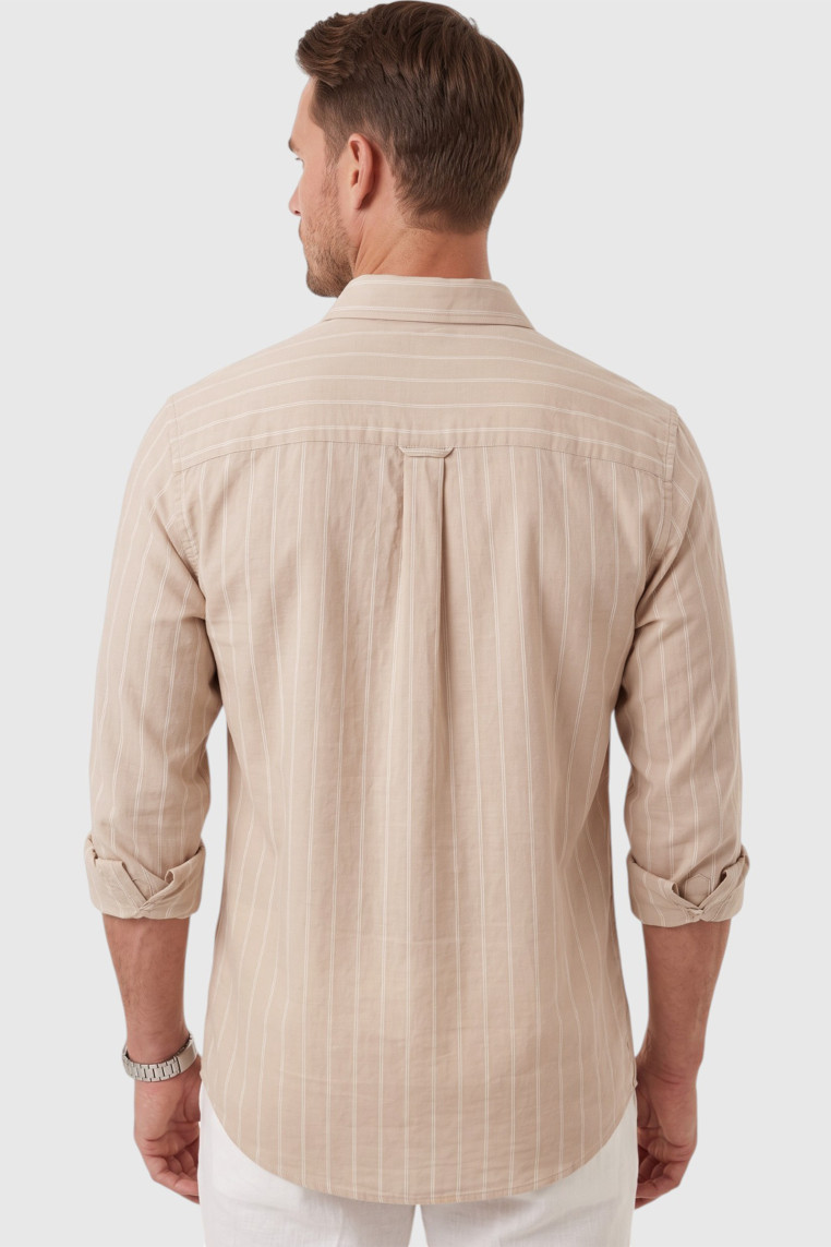 DeepSEA Erkek Slim Fit Çizgi Dokulu Uzun Kollu Gömlek 2600002