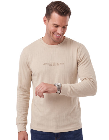 DeepSEA Erkek %95 Pamuk Slim Fit Kesik Açık Yaka Likralı Penye Sweatshirt Oval Kesim 2602299