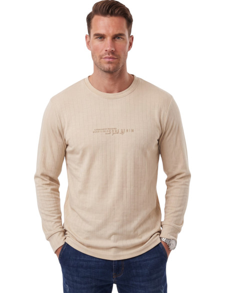 DeepSEA Erkek %95 Pamuk Slim Fit Kesik Açık Yaka Likralı Penye Sweatshirt Oval Kesim 2602299