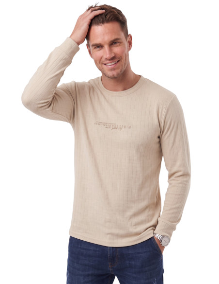 DeepSEA Erkek %95 Pamuk Slim Fit Kesik Açık Yaka Likralı Penye Sweatshirt Oval Kesim 2602299