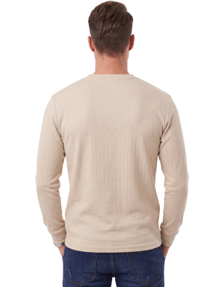 DeepSEA Erkek Slim Fit Likralı Çizgi Dokulu Sweatshirt – Bisiklet Yaka Nakışlı Spor Şık Sweat 2708518
