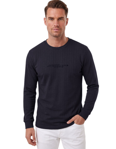 DeepSEA Erkek %95 Pamuk Slim Fit Kesik Açık Yaka Likralı Penye Sweatshirt Oval Kesim 2602299