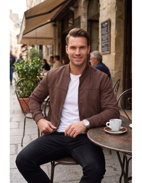 DeepSEA Erkek Slim Fit Likralı Süet Ceket – Kırışmayan Ütü Gerektirmeyen Mevsimlik Mont 2504334