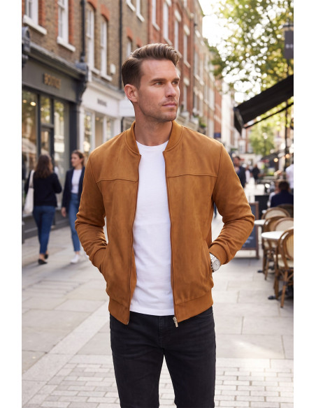 DeepSEA Erkek Slim Fit Likralı Süet Ceket – Kırışmayan Ütü Gerektirmeyen Mevsimlik Mont 2504334