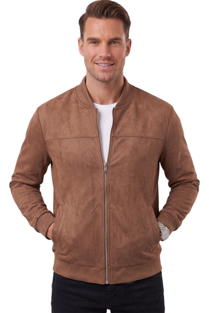 DeepSEA Erkek Slim Fit Likralı Süet Ceket – Kırışmayan Ütü Gerektirmeyen Mevsimlik Mont 2504334 2