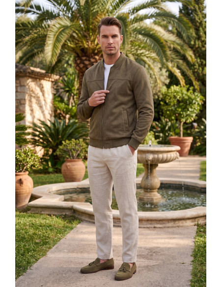 DeepSEA Erkek Slim Fit Likralı Süet Ceket – Kırışmayan Ütü Gerektirmeyen Mevsimlik Mont 2504334