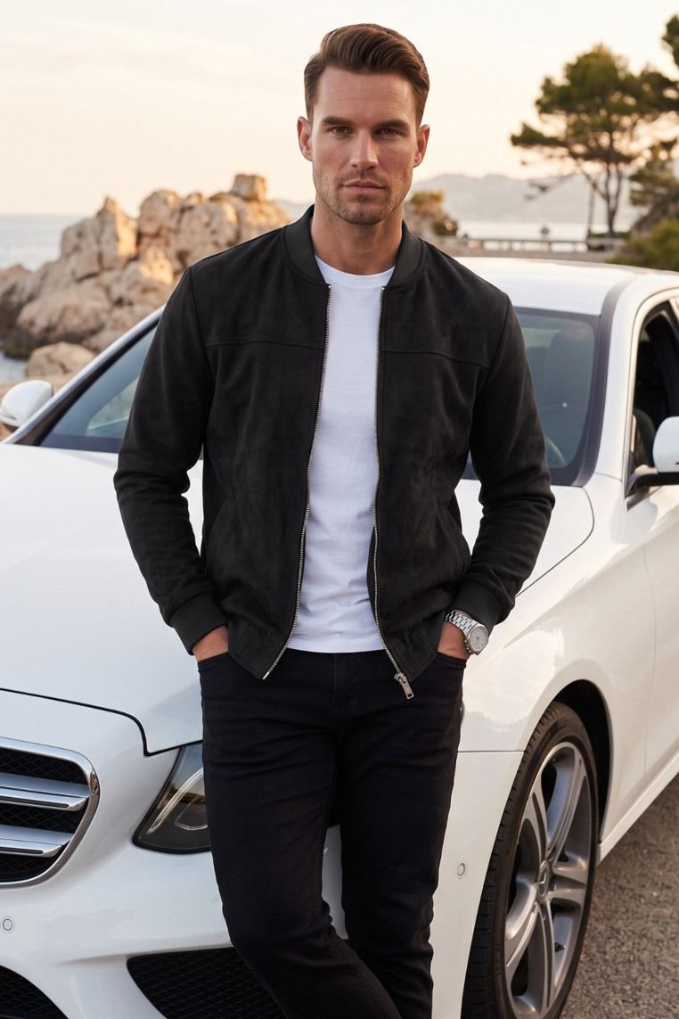 DeepSEA Erkek Slim Fit Likralı Süet Ceket – Kırışmayan Ütü Gerektirmeyen Mevsimlik Mont 2504334