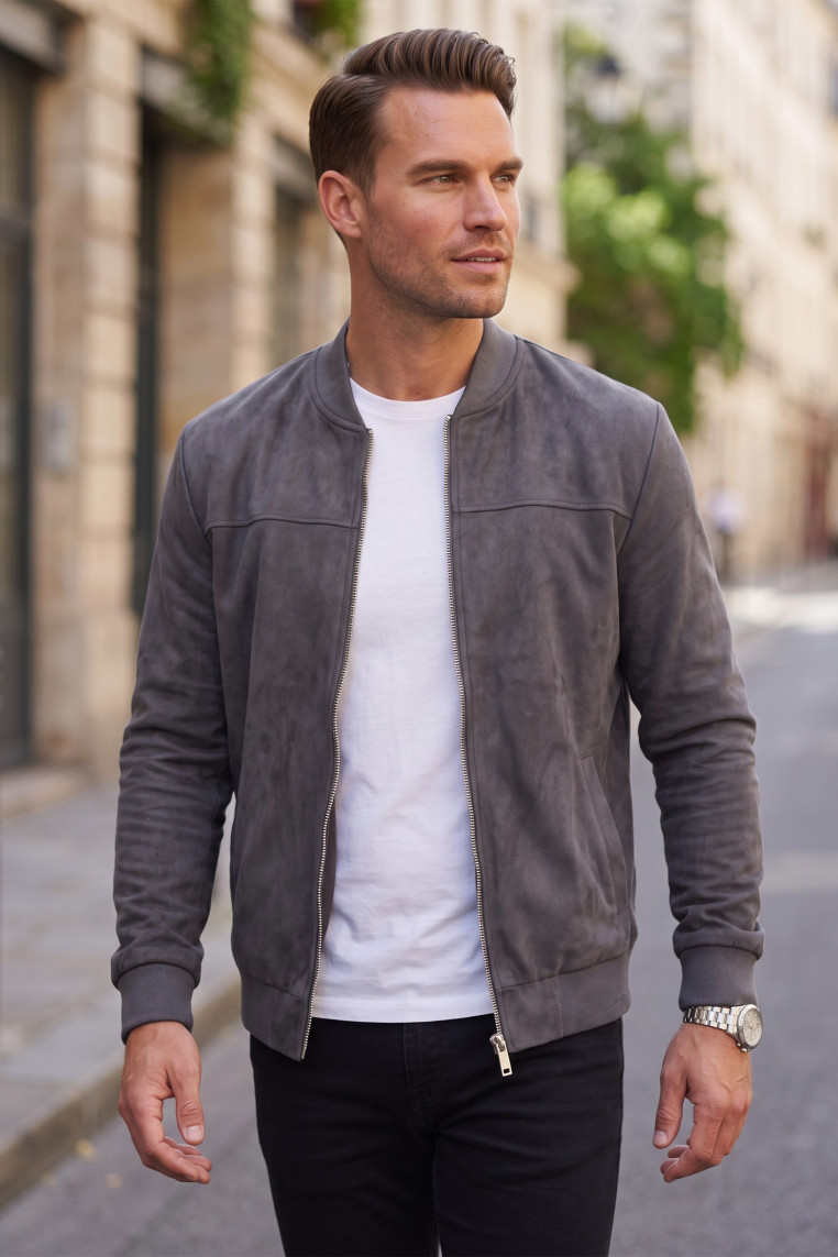 DeepSEA Erkek Slim Fit Likralı Süet Ceket – Kırışmayan Ütü Gerektirmeyen Mevsimlik Mont 2504334