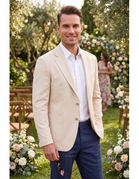 DeepSEA Erkek Slim Fit Likralı Blazer Ceket – Metal Düğmeli Torba Cepli Spor Ceket 2600828