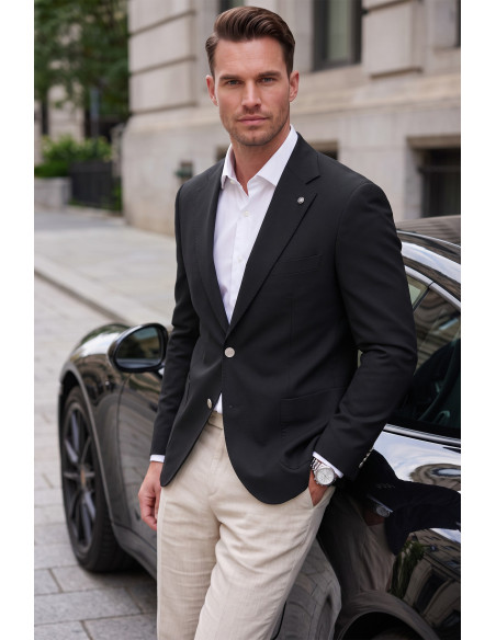 DeepSEA Erkek Slim Fit Likralı Blazer Ceket – Metal Düğmeli Torba Cepli Spor Ceket 2600828