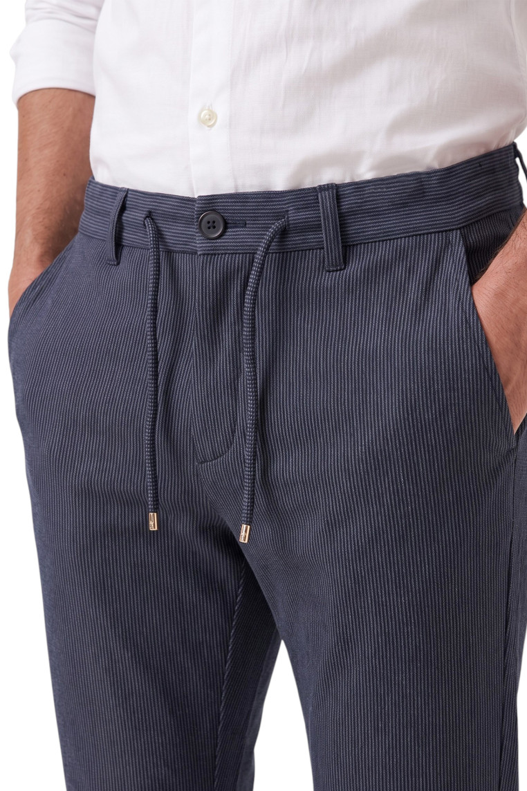 DeepSEA Erkek Likralı Beli Lastikli & İpli Dar Kesim Şık Kumaş Pantolon 2600572