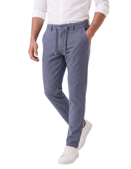 DeepSEA Erkek Slim Fit Çizgili Kumaş Pantolon – İpli Esnek Bel Likralı Spor Şık Pantolon 2700240