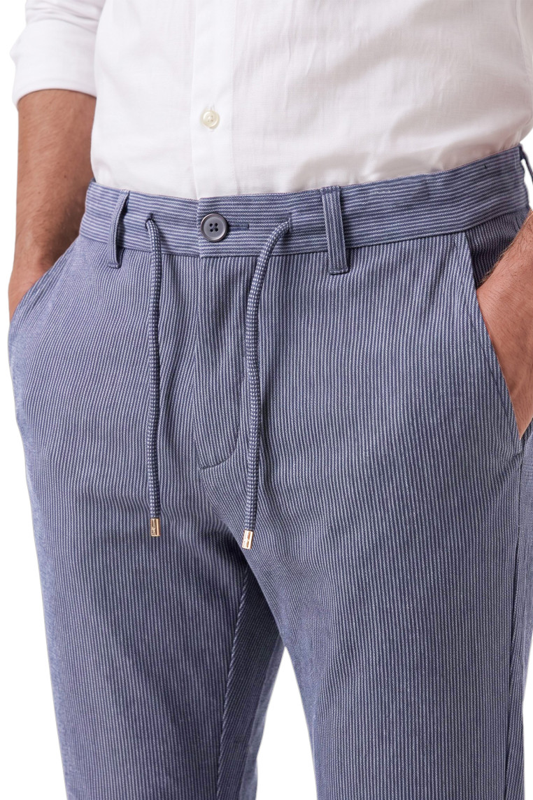 DeepSEA Erkek Likralı Beli Lastikli & İpli Dar Kesim Şık Kumaş Pantolon 2600572