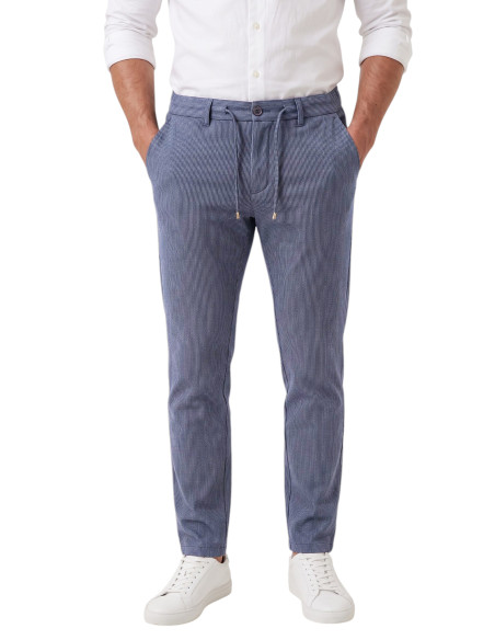 DeepSEA Erkek Slim Fit Çizgili Kumaş Pantolon – İpli Esnek Bel Likralı Spor Şık Pantolon 2700240