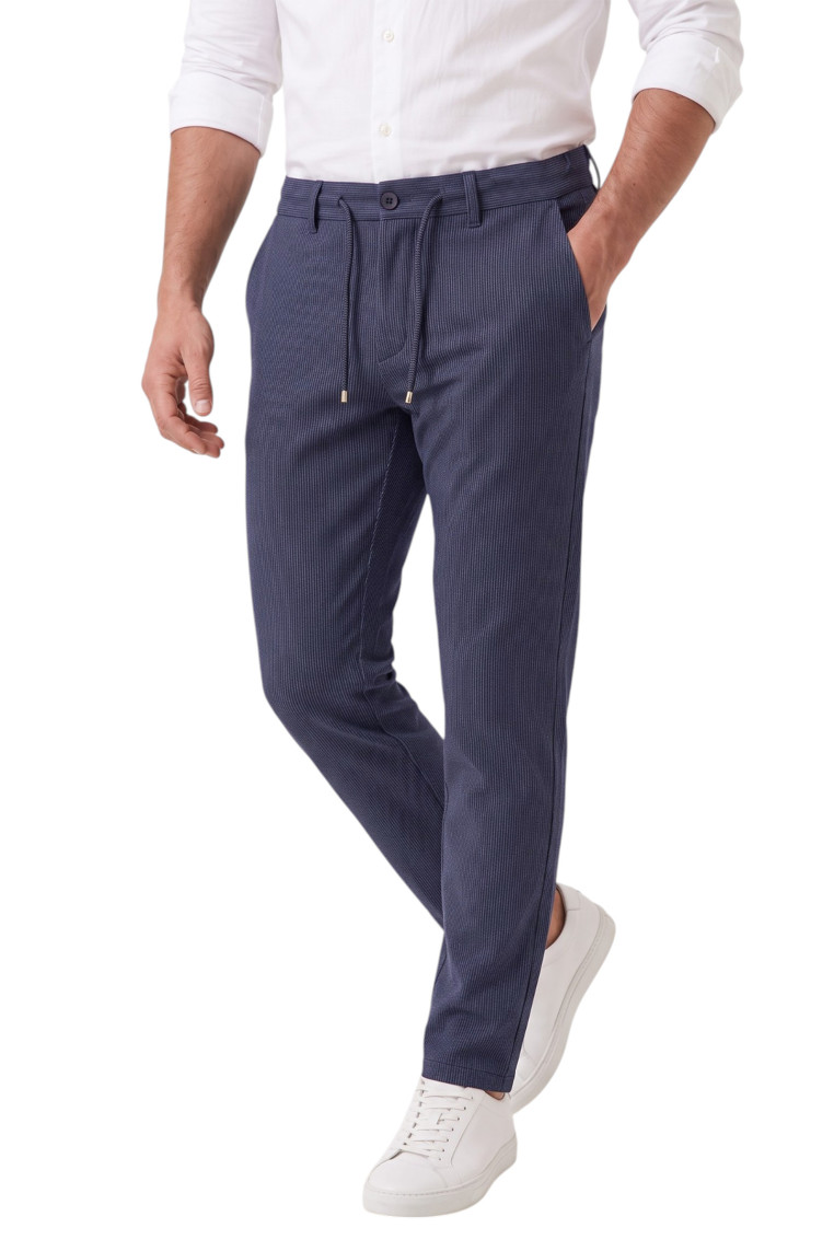 DeepSEA Erkek Likralı Beli Lastikli & İpli Dar Kesim Şık Kumaş Pantolon 2600572