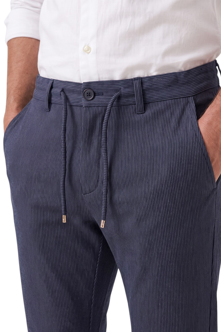 DeepSEA Erkek Likralı Beli Lastikli & İpli Dar Kesim Şık Kumaş Pantolon 2600572