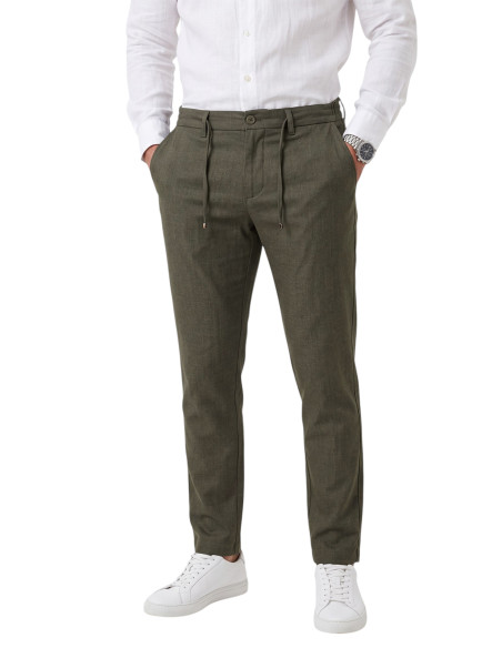 DeepSEA Erkek Slim Fit Kırçıllı Kumaş Pantolon – İpli Esnek Bel Likralı Spor Şık Pantolon 2700252