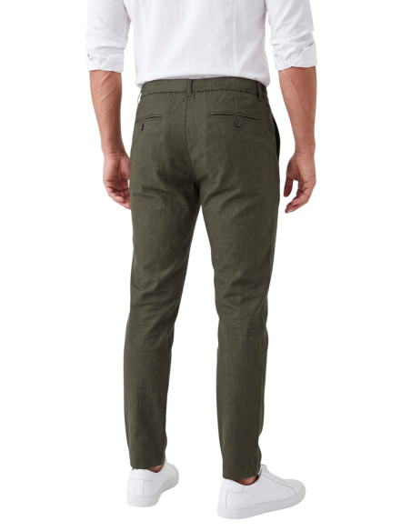DeepSEA Erkek Slim Fit Kırçıllı Kumaş Pantolon – İpli Esnek Bel Likralı Spor Şık Pantolon 2700252