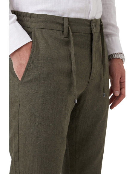 DeepSEA Erkek Slim Fit Kırçıllı Kumaş Pantolon – İpli Esnek Bel Likralı Spor Şık Pantolon 2700252