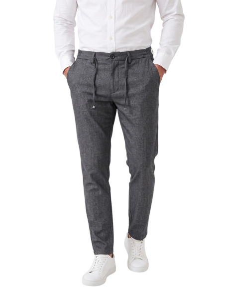 DeepSEA Erkek Slim Fit Kırçıllı Kumaş Pantolon – İpli Esnek Bel Likralı Spor Şık Pantolon 2700252