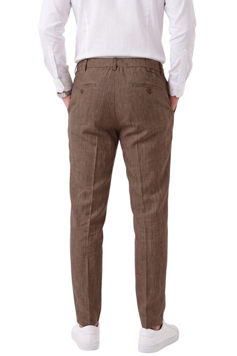 DeepSEA Erkek Slim Fit Kırçıllı Kumaş Pantolon – İpli Esnek Bel Likralı Spor Şık Pantolon 2700252