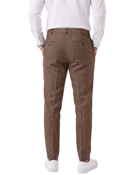 DeepSEA Erkek Slim Fit Kırçıllı Kumaş Pantolon – İpli Esnek Bel Likralı Spor Şık Pantolon 2700252