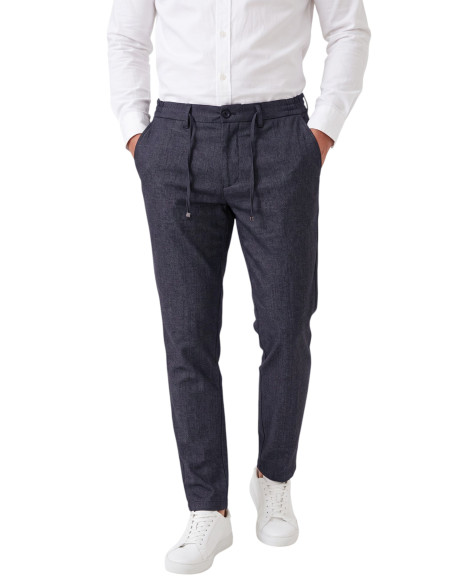 DeepSEA Erkek Slim Fit Kırçıllı Kumaş Pantolon – İpli Esnek Bel Likralı Spor Şık Pantolon 2700252