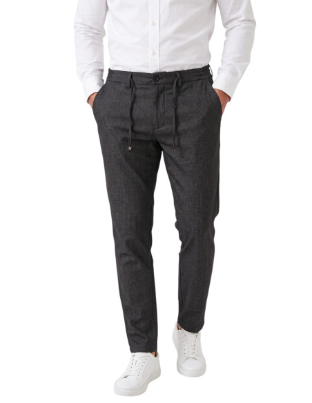 DeepSEA Erkek Slim Fit Kırçıllı Kumaş Pantolon – İpli Esnek Bel Likralı Spor Şık Pantolon 2700252
