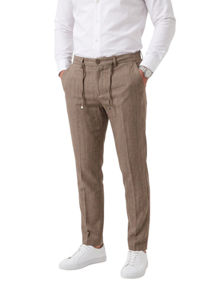 DeepSEA Erkek Slim Fit Kırçıllı Kumaş Pantolon – İpli Esnek Bel Likralı Spor Şık Pantolon 2700252