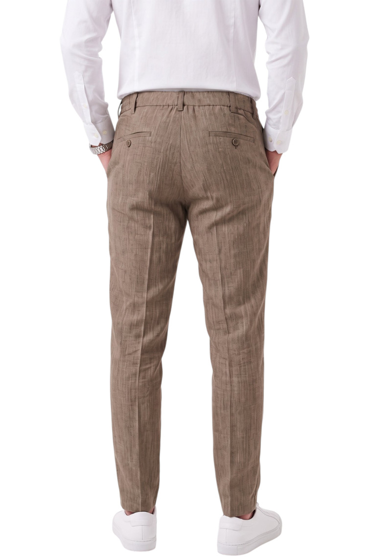 DeepSEA Erkek Slim Fit Kırçıllı Kumaş Pantolon – İpli Esnek Bel Likralı Spor Şık Pantolon 2700252
