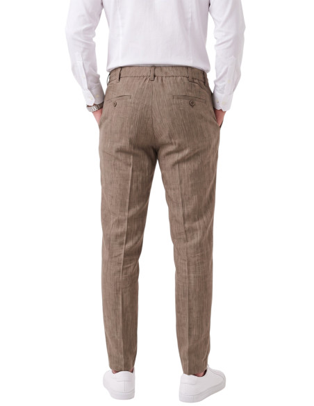 DeepSEA Erkek Slim Fit Kırçıllı Kumaş Pantolon – İpli Esnek Bel Likralı Spor Şık Pantolon 2700252