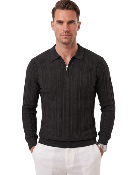 DeepSEA Erkek %95 Pamuk Slim Fit Kesik Açık Yaka Likralı Penye Sweatshirt Oval Kesim 2602299