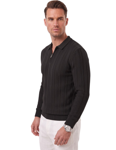 DeepSEA Erkek %95 Pamuk Slim Fit Kesik Açık Yaka Likralı Penye Sweatshirt Oval Kesim 2602299