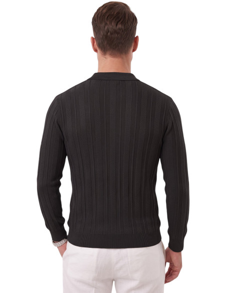 DeepSEA Erkek %95 Pamuk Slim Fit Kesik Açık Yaka Likralı Penye Sweatshirt Oval Kesim 2602299
