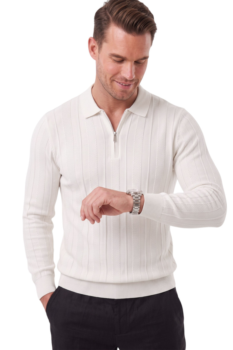 DeepSEA Erkek %95 Pamuk Slim Fit Kesik Açık Yaka Likralı Penye Sweatshirt Oval Kesim 2602299