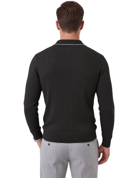 DeepSEA Erkek Slim Fit Dokulu Triko Kazak – Fermuarlı Polo Yaka Likralı Esnek 2708505