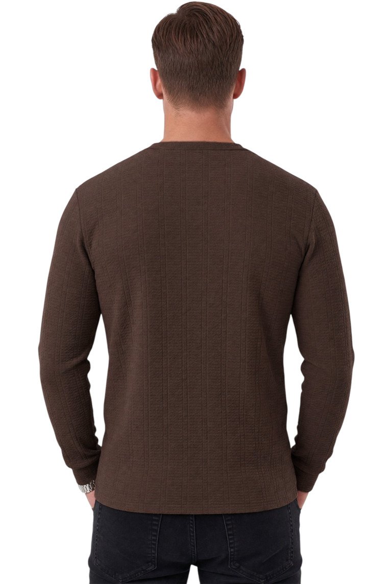 DeepSEA Erkek Slim Fit Likralı Çizgi Dokulu Sweatshirt – Bisiklet Yaka Nakışlı Spor Şık Sweat 2708518